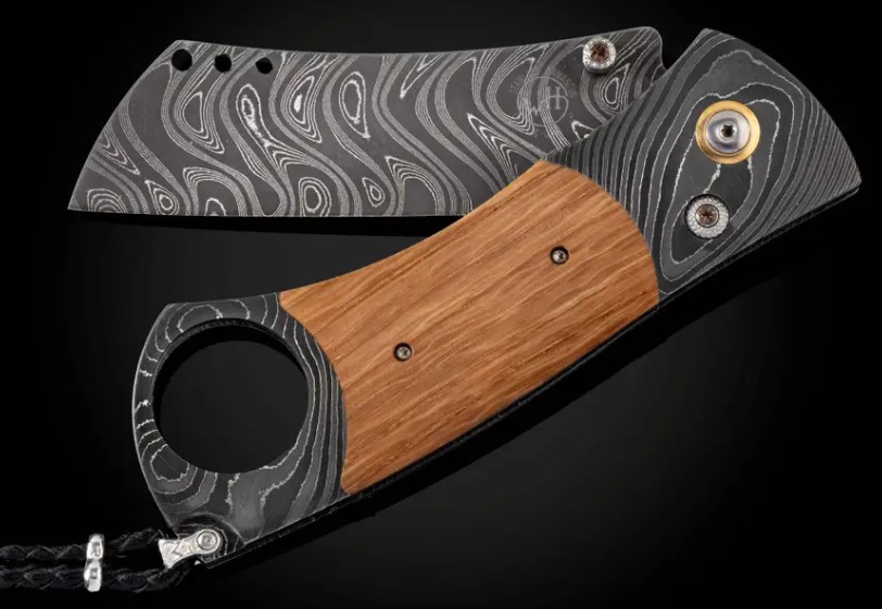 William Henry Damascus Cigar Cutter With Pappy Van Winkle Woodand Damascus Blade